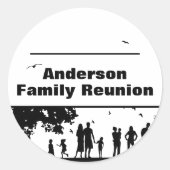 ブラックシルエットファミリー懇親会名シール ラウンドシール (正面)