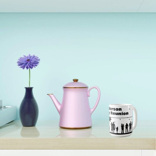 ブラックシルエットファミリ懇親会名 コーヒーマグカップ