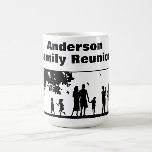 ブラックシルエットファミリ懇親会名 コーヒーマグカップ (中央)