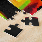 ブラックシルエットフォレスト付きレインボーウォーターの色 ジグソーパズル (側面)