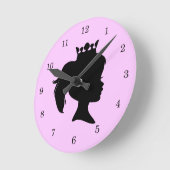 ブラックシルエットプリンセスTシャツ&ギフト ラウンド壁時計 (傾斜)
