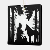 ブラックシルエットリトルレッドライディングフードウルフウッズ セラミックオーナメント (左)