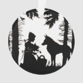 ブラックシルエットレッドライディングフードウルフウッド オーナメント (正面)