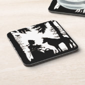 ブラックシルエットレッドライディングフードウルフウッド コースター (左側)