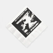 ブラックシルエットレッドライディングフードウルフウッド 縁ありランチョンナプキン (角)