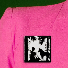 ブラックシルエットレッドライディングフードウルフウッド 缶バッジ