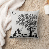 ブラックシルエットヴィンテージスタイルバンニ クッション (ブランケット)