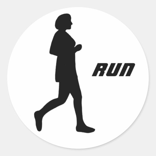 ブラックシルエット女子走ランナ走ーズ ラウンドシール (正面)