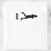 ブラックシルエット女子走ランナ走ーズ 楕円形シール (バッグ)