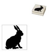 ブラックシルエット座っているウサギ側プロファイル ラバースタンプ (押印)