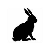 ブラックシルエット座っているウサギ側プロファイル ラバースタンプ (インプリント)