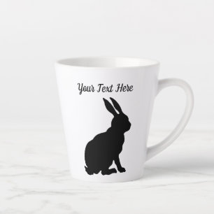 ブラックシルエット座りウサギ側プロファイル カフェラテマグ