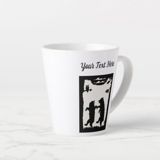 ブラックシルエット2踊りが木フクロウを生む カフェラテマグ (右アングル)