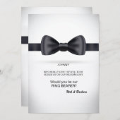 ブラックシルクボウタイGroomsmanリクエスト 招待状 (正面/裏面)