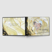 ブラックシルバーおよび金ゴールドサテン、銅/真鍮質感 ゲストブック (全面)