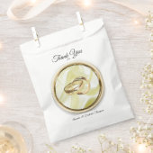 ブラックシルバーおよび金ゴールドサテン、銅/真鍮質感 フェイバーバッグ (クリップ留めされた状態)