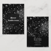 ブラックシルバーきらめくライツグラムスパークルグリッター 名刺 (正面/裏面)