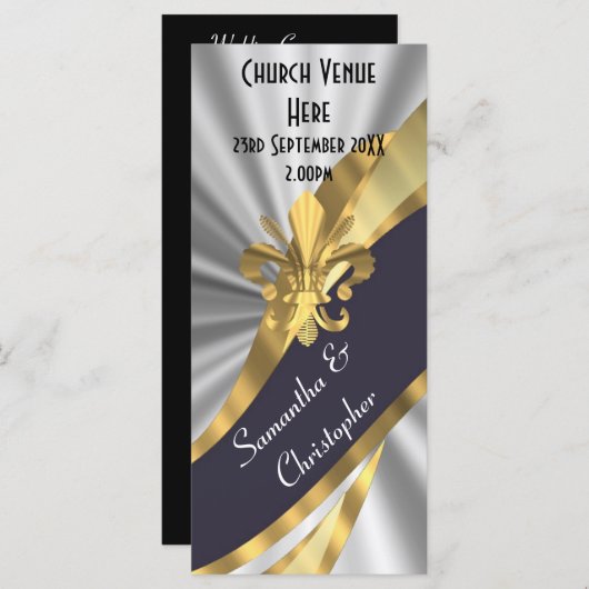 ブラックシルバーと金ゴールドの結婚式 プログラム (正面/裏面)