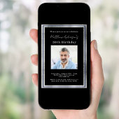 ブラックシルバーの写真の誕生日 招待状