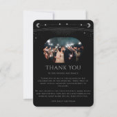 ブラックシルバーの天体結婚写真 サンキューカード (正面)