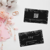 ブラックシルバーの結婚式 ウェブサイトへのRSVP QRコード エンクロージャーカード