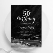 ブラックシルバーアガテマーブル50誕生日 招待状