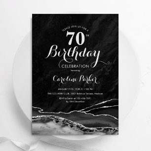 ブラックシルバーアガテマーブル70誕生日 招待状