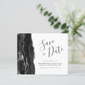 ブラックシルバーアゲートの予算重視の結婚式日程カード (スタンド正面)