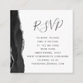 ブラックシルバーアゲートの結婚式QRコードRSVP エンクロージャーカード (正面)