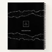 ブラックシルバーアゲート大理石のビジネスロゴ ノートブック (裏面)