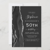 ブラックシルバーアゲート ダーク 50歳の誕生日パーティー 招待状 (正面)