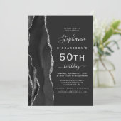 ブラックシルバーアゲート ダーク 50歳の誕生日パーティー 招待状 (スタンド正面)