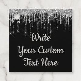 ブラックシルバーアニバーサバーズパーティー誕生日グリッター フェイバータグ