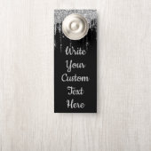 ブラックシルバーアニバーサリー パーティー バースデー グリッター ドアノブサイン (ノブ)