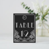 ブラックシルバーアールデコギャツビースタイルテーブル番号12 ポストカード (スタンド正面)