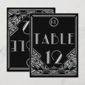 ブラックシルバーアールデコギャツビースタイルテーブル番号12 ポストカード (正面/裏面)