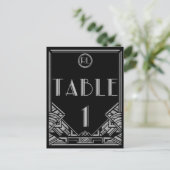 ブラックシルバーアールデコギャツビースタイルテーブル番号1 ポストカード (スタンド正面)