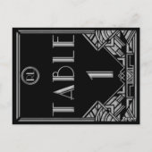 ブラックシルバーアールデコギャツビースタイルテーブル番号1 ポストカード (裏面)