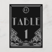 ブラックシルバーアールデコギャツビースタイルテーブル番号1 ポストカード (正面)