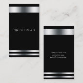 ブラックシルバーエレガントシックモダングラムプロフェッショナル 名刺 (正面/裏面)