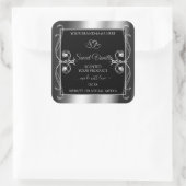 ブラックシルバーエレガントデコール製品ラベルダイヤモンド スクエアシール (バッグ)