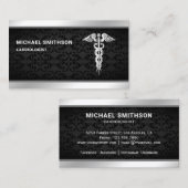 ブラックシルバーカデュースシンボルメディカルプロフェッショナル 名刺 (正面/裏面)