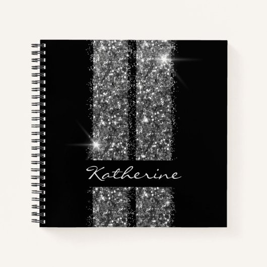 ブラックシルバーカーレース愛好家パーソナライズされた ノートブック (正面)