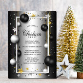 ブラックシルバークリスマスオーナメントクリスマスパーティー 招待状