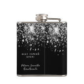 ブラックシルバーグリッターのベストフレンドモノグラム フラスク (裏面)