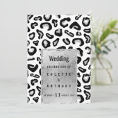 ブラックシルバーグリッターアニマルプリント結婚のメニュー 招待状 (スタンド正面)