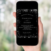 ブラックシルバーグリッターエレガントな結婚式 招待状