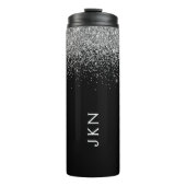 ブラックシルバーグリッターガーリーモノグラムネーム タンブラー (正面)