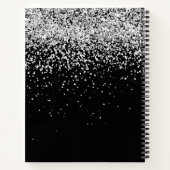 ブラックシルバーグリッターグラムモノグラム名 ノートブック (裏面)