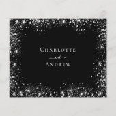 ブラックシルバーグリッタースパークルズバジェット結婚式RSVP (裏面)